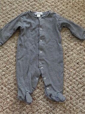 Kissy Kissy Navy & White Striped Footed One-Piece Pajama
